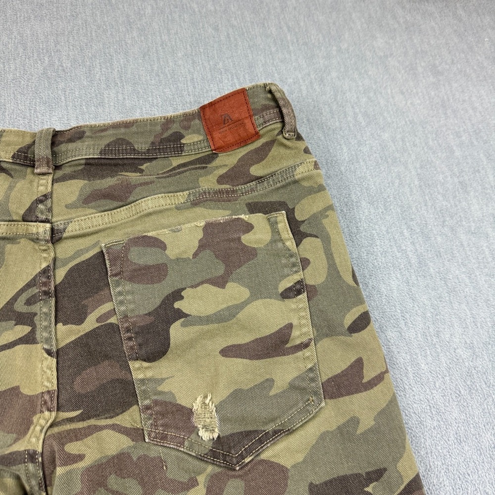 Zara‎ Jeans Womens 10 Fits 33x28 Green Skinny Camouflage Distressed Frayed Hem - Picture 11 of 14